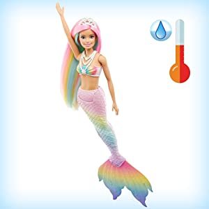 Barbie Dreamtopia Muñeca sirena arcoiris mágico, cambia de color en el agua, regalo para niñas 