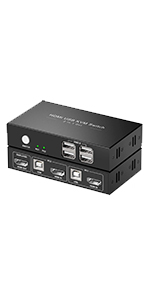 HDMI KVM Switch 2 Puertos, 4K@30Hz KVM Switcher,4 USB 2.0 Hub