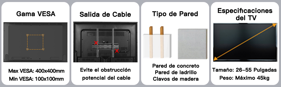 Soporte TV Pared 26 a 55 Pulgadas