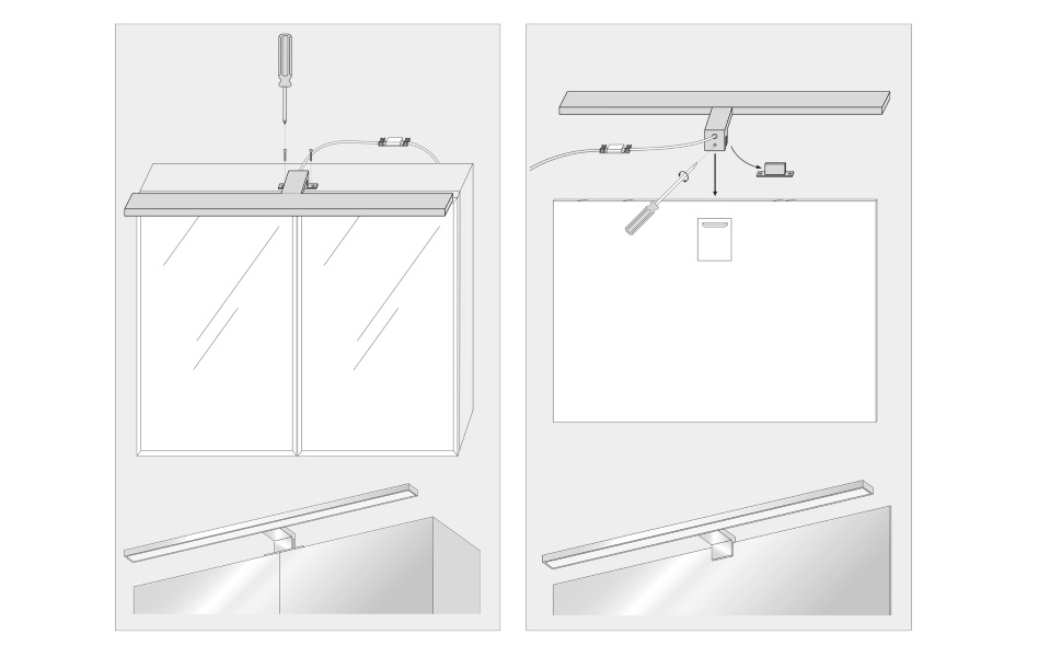 LED Espejo L??mpara montaje pared ba?o IP44 luz blanca neutra 4000 K 410 x 135 x 41mm 8W 600lm