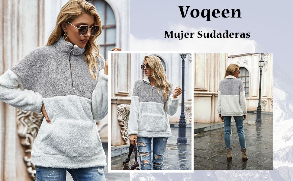 Voqeen Mujer Sudaderas con Teñido Anudado Collar del Soporte Pullover