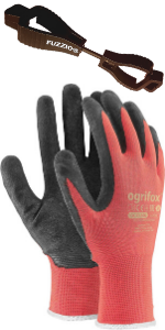 24 pares de guantes de trabajo recubiertos OGRIFOX y porta clip para guantes FUZZIO